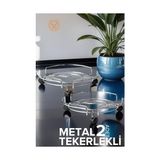Metal Saksı Altlığı Tekerlekli 2 Li Set Krom, 719698 - Kestane Akaju - Option-1