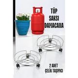 Metal Saksı Altlığı Tekerlekli 2 Li Set Krom, 719698