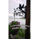 Metal Saksı Askılığı - Yavrukuş Figürlü Duvar Tipi Dekoratif Çiçek Askısı