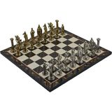 Metal Satranç Takımı/seti;büyük,ingiliz,parlak Taş ve Ceviz Desenli Satranç Tahtası - Genel