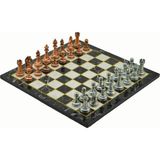 Metal Satranç Takımı/seti;büyük,klasik,antik Taş ve Düz Mermer Desenli Satranç Tahtası - 10 cm
