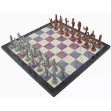 Metal Satranç Takımı/Seti;Büyük,Mısır,Antik Taş Ve Bahar Desenli Satranç Tahtası