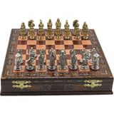 Metal Satranç Takımı/seti;büyük,osmanlı&bizans,parlak,gül,sandıklı Masif Satranç Tahtası - 10 cm