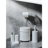 Metal Shop 6 Parça Banyo Seti Metal Stantlı Beyaz Renkli Çöp Kovalı Tuvalet Fırçası ve Wc Kağıtlık
