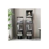 Metal Siyah 3 Katlı Köşe Kitaplık 90-28-28 Cm 1022-Cn