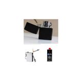 Metal Siyah Çakmak + Metal Kibrit + Çakmak Benzini 125 Ml Süper Set Siyah