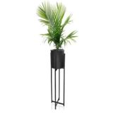 Metal Siyah Dekoratif Saksı Ayaklı Saksılık Orta Boy 25 X 64 Cm