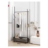Metal Siyah Konfeksiyon Askısı Metal Elbise Askılığı Oval Sepetli Askılık Tekerlekli 1045-cn