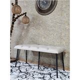 Metal Siyah Tel Ayaklı 100 cm Puf Bench - Puf - Bench - Oturak - Mutfak Oturağı - Antre Oturağı Krem Renk 100 x 40 Boyut/ebat - Çok Renkli