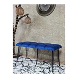 Metal Siyah Tel Ayaklı 100 Cm Puf Bench - Puf - Bench - Oturak - Mutfak Oturağı - Antre Oturağı Mavi Renk 100 X 40 Boyut/Ebat