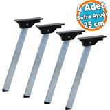 Metal Sofra Ayağı 25 cm Plastik Siyah Taban Katlanır Yer Sofrası Sini Altı Ayak Sehpa Masa (4 Adet) - 1