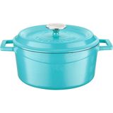 Metal Spring Serisi - Döküm Tencere, Yuvarlak, 24 Cm, Mat Emaye, Parlak Siyah Taban, Kırmızı