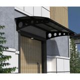 Metal Taşıyıcılı Kapı Üstü Pratik Sundurma Siyah - Siyah Levha 240 X 100 Md2