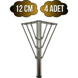 Metal Tel Boru Desenli Ayak Mobilya Masa ve Dolap Ayağı(Krom)(Metal) - 12cm - 4 ADET