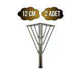 Metal Tel Boru Desenli Ayak Mobilya Masa Ve Dolap Ayağı(Krom)(Metal) Krom 12Cm 12Cm - 2 Adet