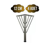Metal Tel Boru Desenli Ayak Mobilya Masa Ve Dolap Ayağı(Krom)(Metal) Krom 12Cm 12Cm - 4 Adet