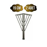 Metal Tel Boru Desenli Ayak Mobilya Masa Ve Dolap Ayağı(Krom)(Metal) Krom 15Cm 15Cm - 2 Adet