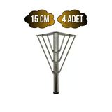 Metal Tel Boru Desenli Ayak Mobilya Masa Ve Dolap Ayağı(Krom)(Metal) Krom 15Cm 15Cm - 4 Adet