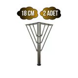 Metal Tel Boru Desenli Ayak Mobilya Masa Ve Dolap Ayağı(Krom)(Metal) Krom 18Cm 18Cm - 2 Adet