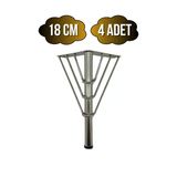 Metal Tel Boru Desenli Ayak Mobilya Masa Ve Dolap Ayağı(Krom)(Metal) Krom 18Cm 18Cm - 4 Adet