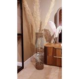 Metal Tel Hasır Örgülü Özel Tasarım Pampas Vazosu Üç Örgü 70 cm
