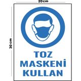 Metal Toz Maskeni Kullan 20CM x 30CM A4 Büyüklüğünde Uyarı Levhası Yönlendirme Tabelası - 20 cm x 30 cm