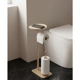 Metal Tuvalet Kağıtlığı ve Telefon Standlı Sehpa – Siyah Fırın Boya, Demonte, Modern Banyo - Gold