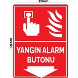 Metal Yangın Alarm Butonu 20CM x 30CM A4 Büyüklüğünde Uyarı Levhası Yönlendirme Tabelası - 20 cm x 30 cm