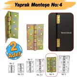 Metal Yaprak Menteşe 2 Adet Prinç Sarı No:4 Mobilya Pencere Kapı Dolap Pvc Menteşesi Iki Kanatlı - 1