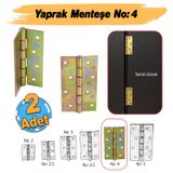 Metal Yaprak Menteşe 2 Adet Prinç Sarı No:4 Mobilya Pencere Kapı Dolap Pvc Menteşesi İki Kanatlı