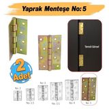 Metal Yaprak Menteşe 2 Adet Prinç Sarı No:5 Mobilya Pencere Kapı Dolap Pvc Menteşesi İki Kanatlı