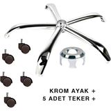 Metal Yıldız Ayak Ofis Koltuğu Ayağı+ 5 Adet Tekerlek- Yönetici Ofis Çalışma Koltuğu Ayağı - Siyah