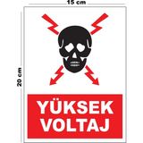 Metal Yüksek Voltaj 15CM x 20CM Uyarı Levhası Yönlendirme Tabelası - 15 cm x 20 cm