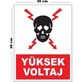 Metal Yüksek Voltaj 30CM x 40CM A3 Büyüklüğünde Uyarı Levhası Yönlendirme Tabelası - 30 cm x 40 cm