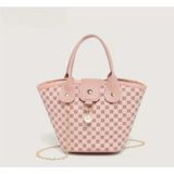 Metal Zincirli Şık Vintage Esintili Hafif Tote Çanta - Açık Pembe