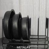Metalay Mutfak Metal Siyah Tava ve Tencere Kapağı Düzenleyici Tava Organizeri Siyah 1 Parça Metal - 0