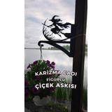 Metalciklerim Metal Saksı Askılığı - Karizma Cadı Figürlü Duvar Tipi Dekoratif Çiçek Askısı