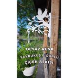 Metalciklerim Metal Saksı Askılığı - Yavrukuş Figürlü Duvar Tipi Dekoratif Çiçek Askısı - Beyaz Renk