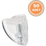 Metali 50 Adet Pelikan Plastik Cam Raf Tutucu Etejer Şeffaf Kırılmaz