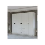 Metalia GM 069 Delüx 6 Kapı 2 Çekmeceli Düğme Kulplu Gardırop