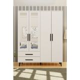 Metalia GM 070-B Novado Siyah Kulplu Ayaklı Aynalı Gardırop