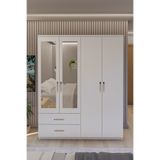 Metalia Gm 076 Diva 4 Kapılı 2 Çekmeceli Beyaz Aynalı Gardırop