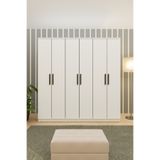 Metalia GM 089 Favorite 6 Kapılı Aynasız Beyaz Siyah Kulplu Gardırop