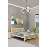 Metalia Gm 305 Modern Çift Kişilik Ahşap Metal Beyaz Atlantik Çam Karyola 140X190