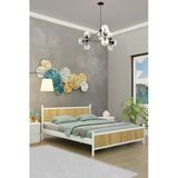 Metalia Gm 305 Modern Çift Kişilik Ahşap Metal Beyaz Atlantik Çam Karyola 160X200