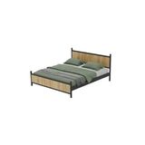 Metalia GM 305 Modern Çift Kişilik Ahşap Metal Siyah Atlantik Çam 140x190 cm Karyola