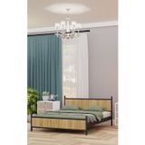 Metalia Gm 305 Modern Çift Kişilik Ahşap Metal Siyah Atlantik Çam Karyola 160x200