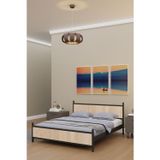 Metalia Gm 305 Modern Çift Kişilik Ahşap Metal Siyah Sonomo Karyola 140X190