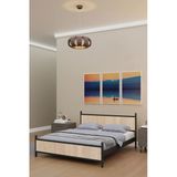 Metalia Gm 305 Modern Çift Kişilik Ahşap Metal Siyah Sonomo Karyola 150X200