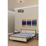 Metalia Gm 305 Modern Çift Kişilik Ahşap Metal Siyah Sonomo Karyola 160X200